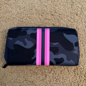 Haute Shore Navy CamoWallet with Pink Stripes